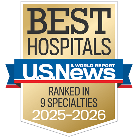 Top ranked hospital according to U.S. News & World Report, in 9 specialties for the 2025-2026