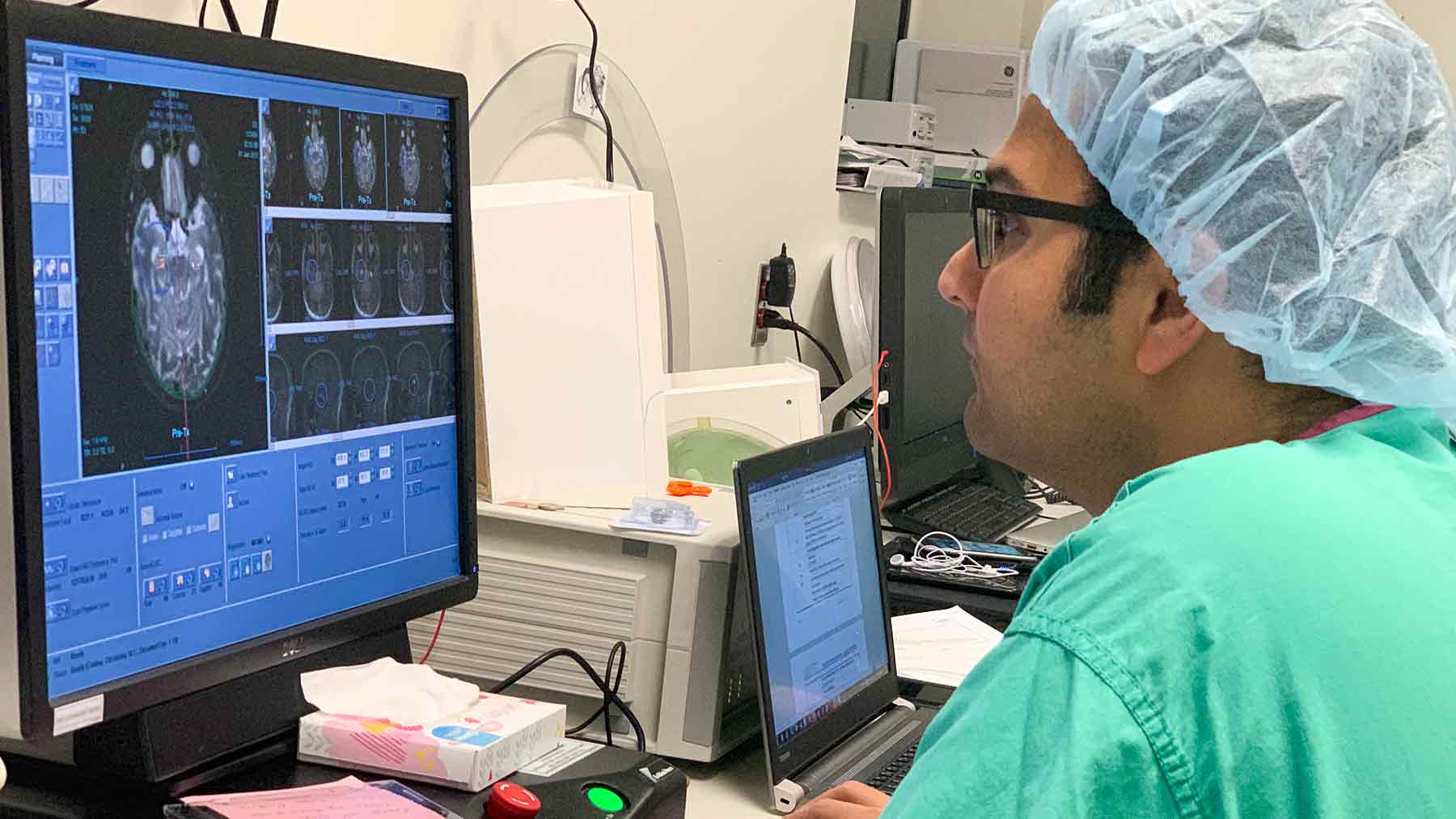 Dr. Vibhor Krisha is leading a clinical trial using focused ultrasound to open the blood-brain barrier in patients with Alzheimer's. 