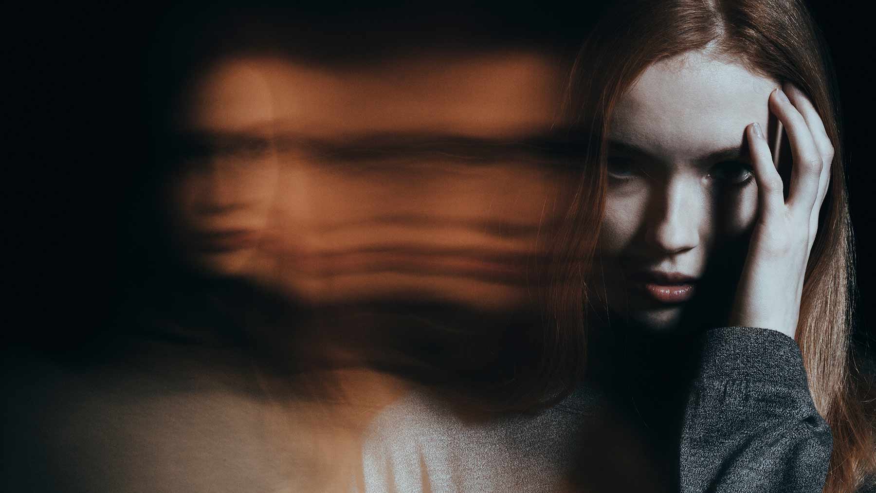 young woman hallucinating
