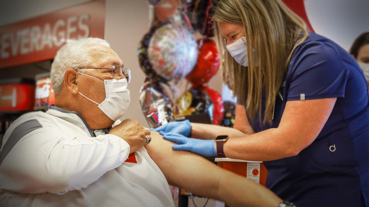 Patient being vaccinated for COVID-19