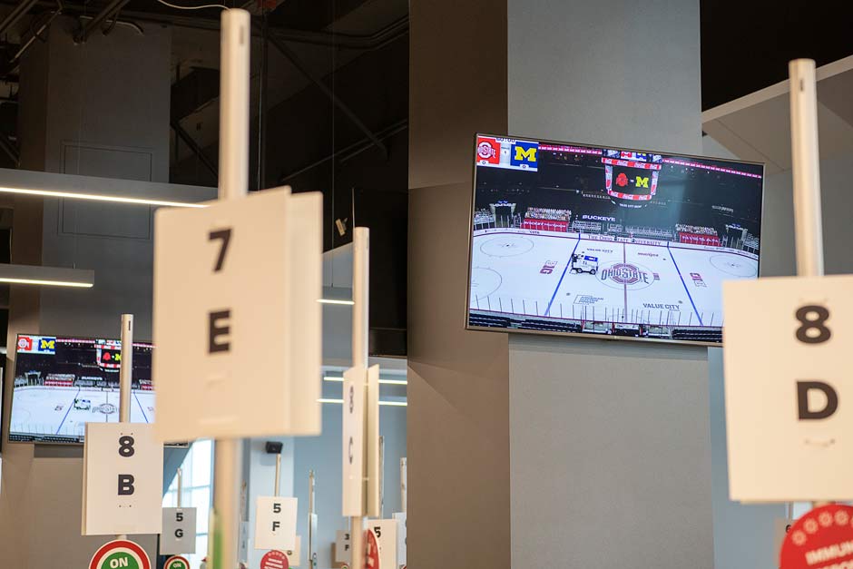 Hockey on the screens inside the clinic