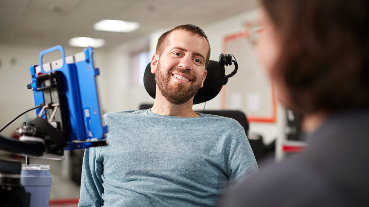 Keegan Hale, ALS patient in physical therapy