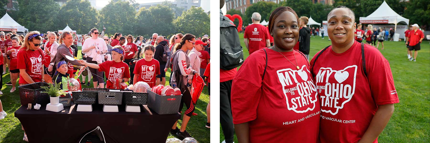 2023 Heart Walk Ohio State team giving away swag and posing