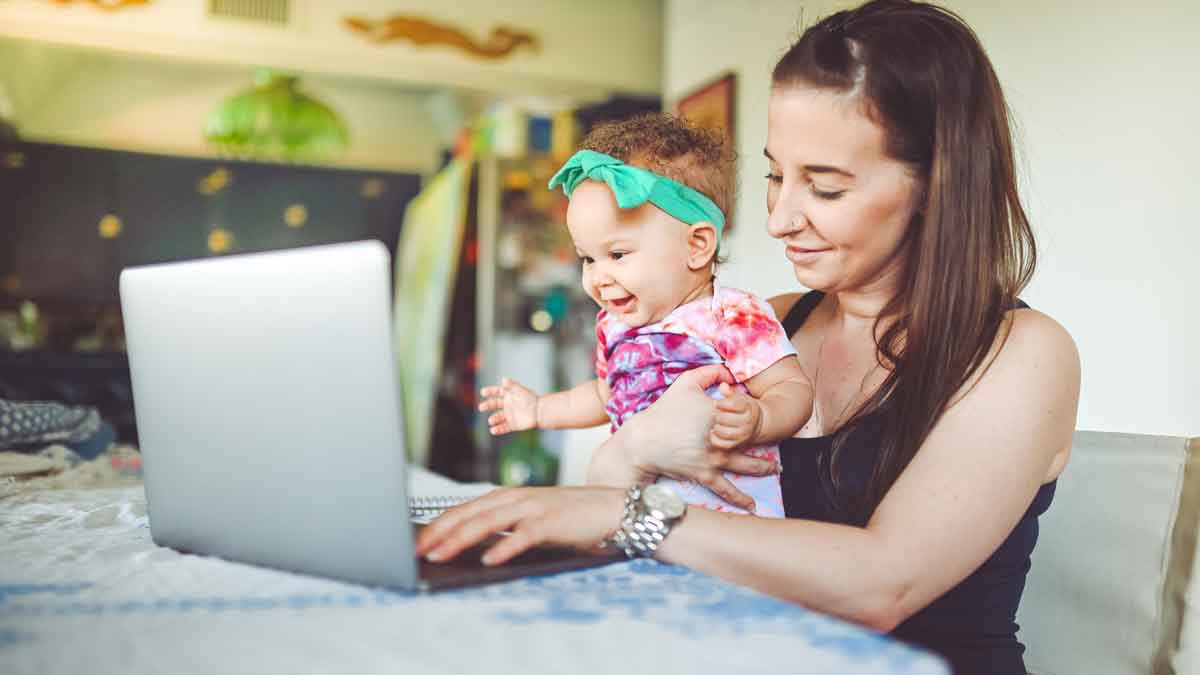 Mother and child on laptop