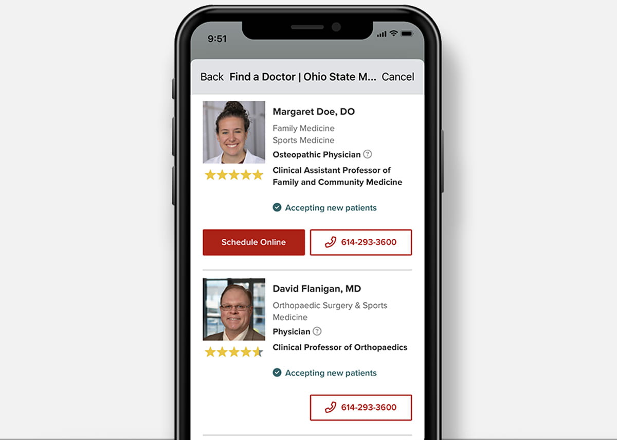 MyHealth mobile app find a doctor