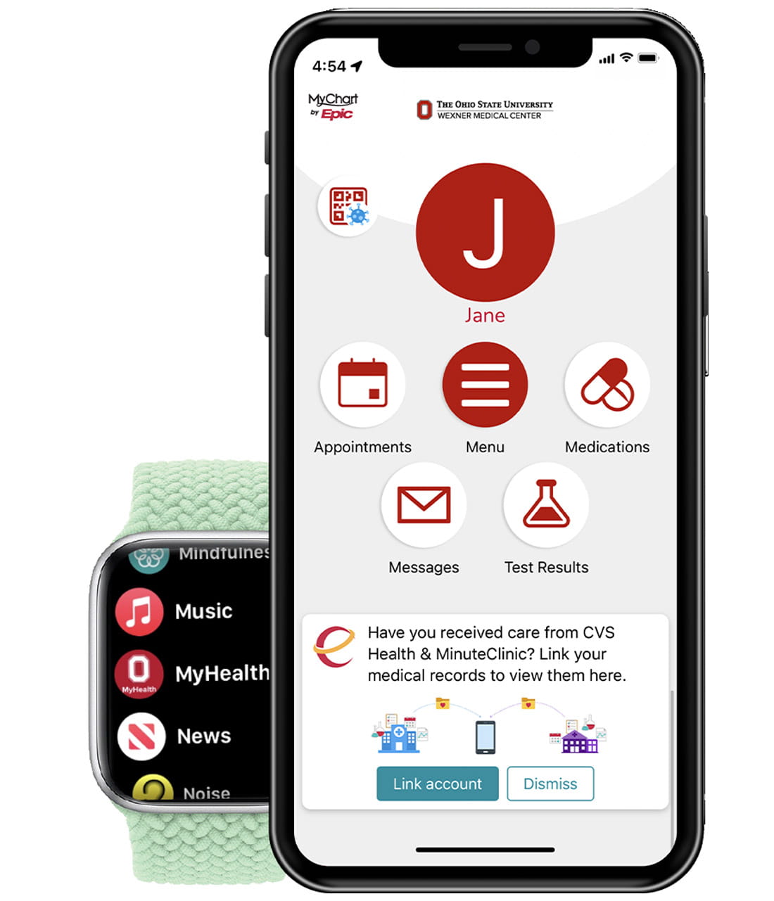 MyHealth mobile app and smart watch