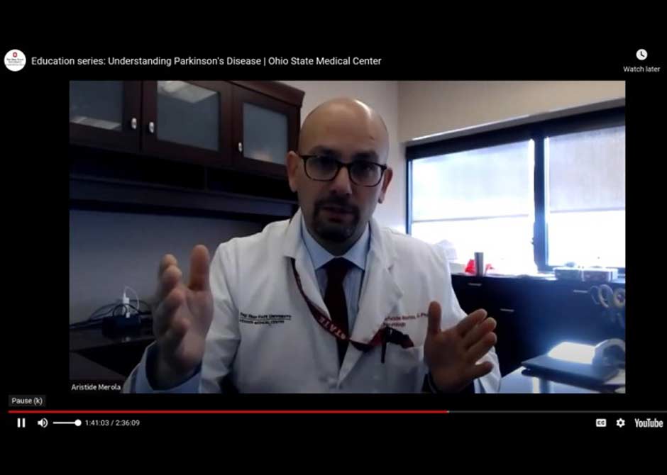 Doctor speaking on video
