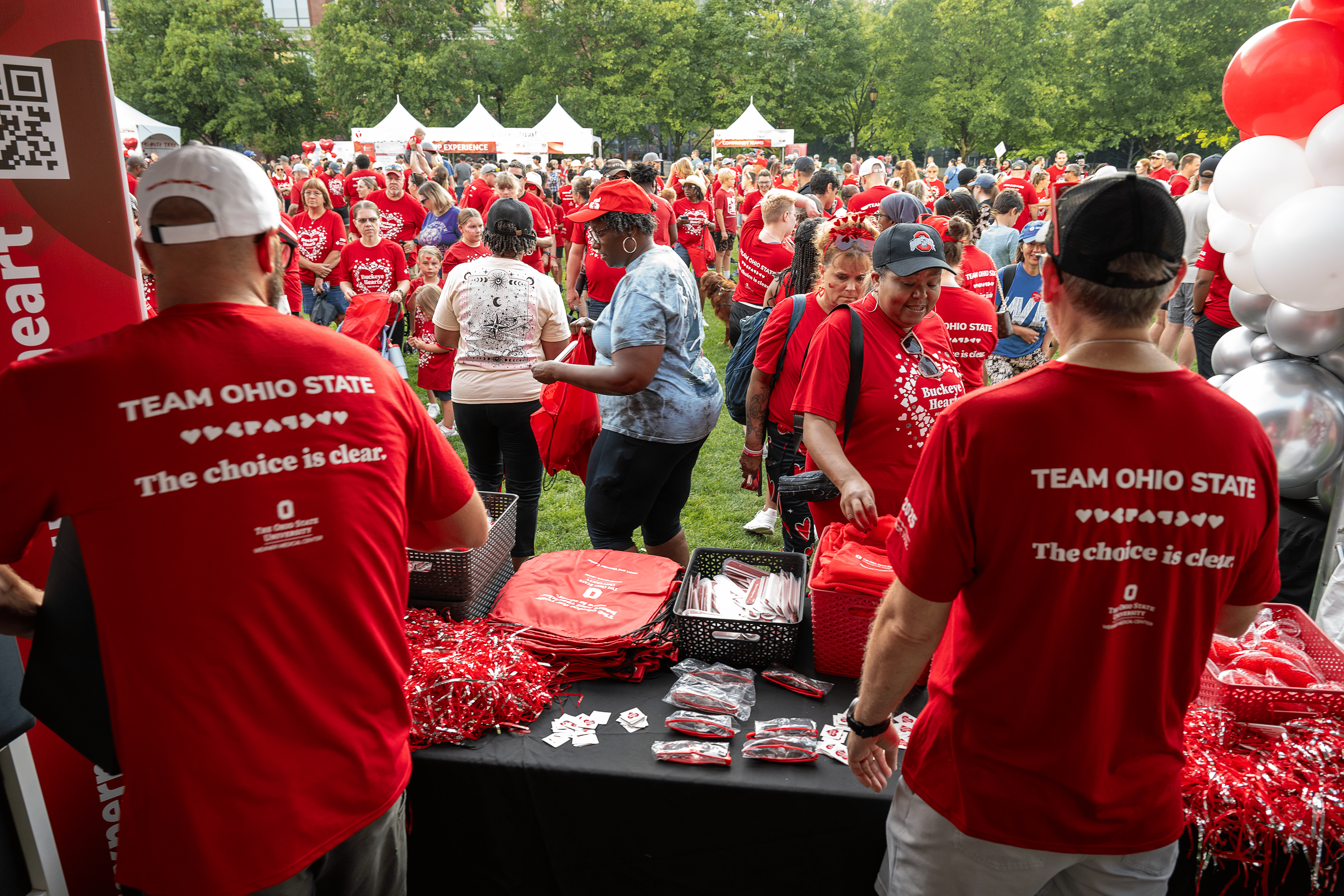 Promo items being passed out at Ohio State's booth at Heart Walk