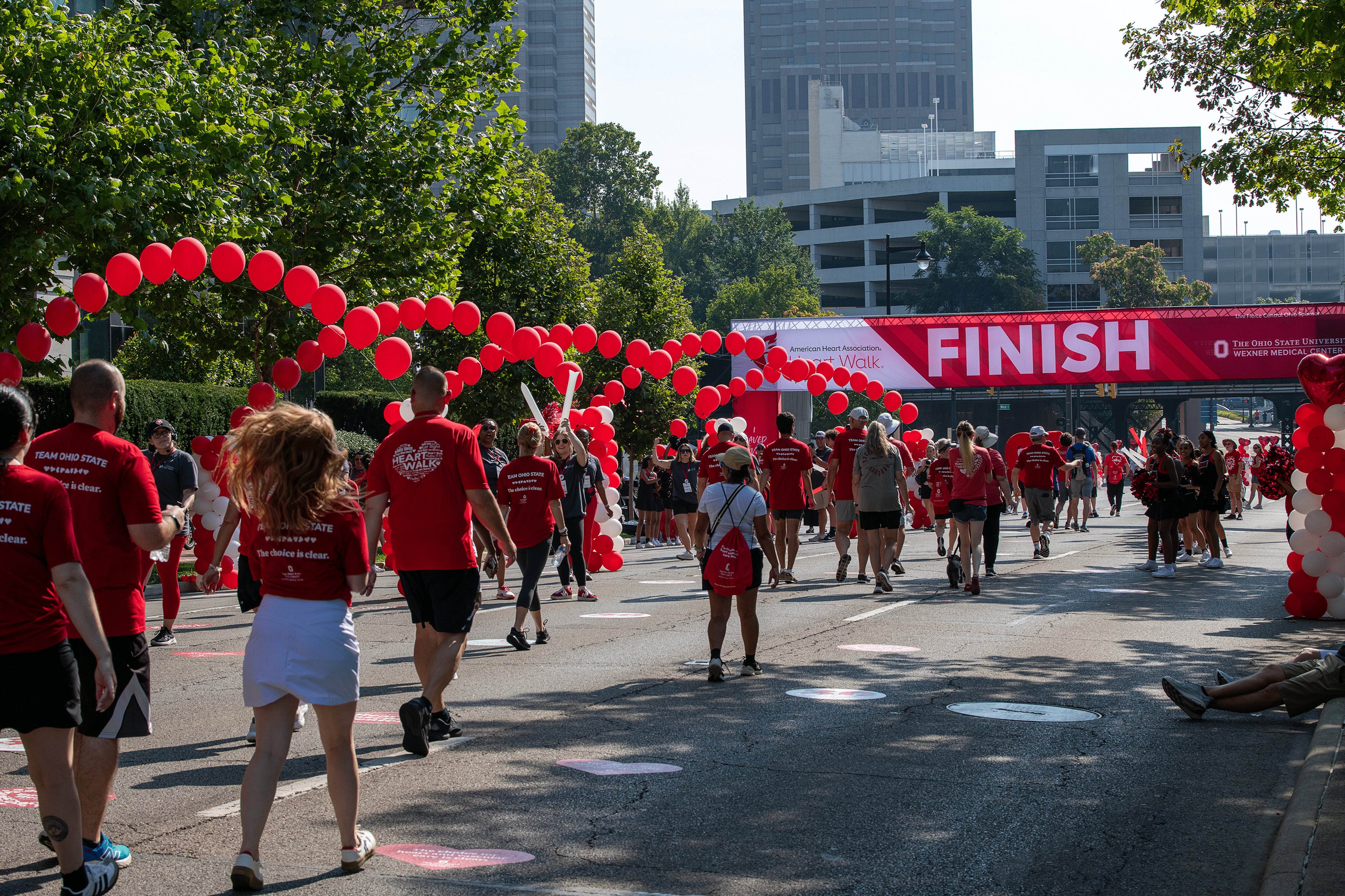 Team Ohio State walkers crossing the finish line