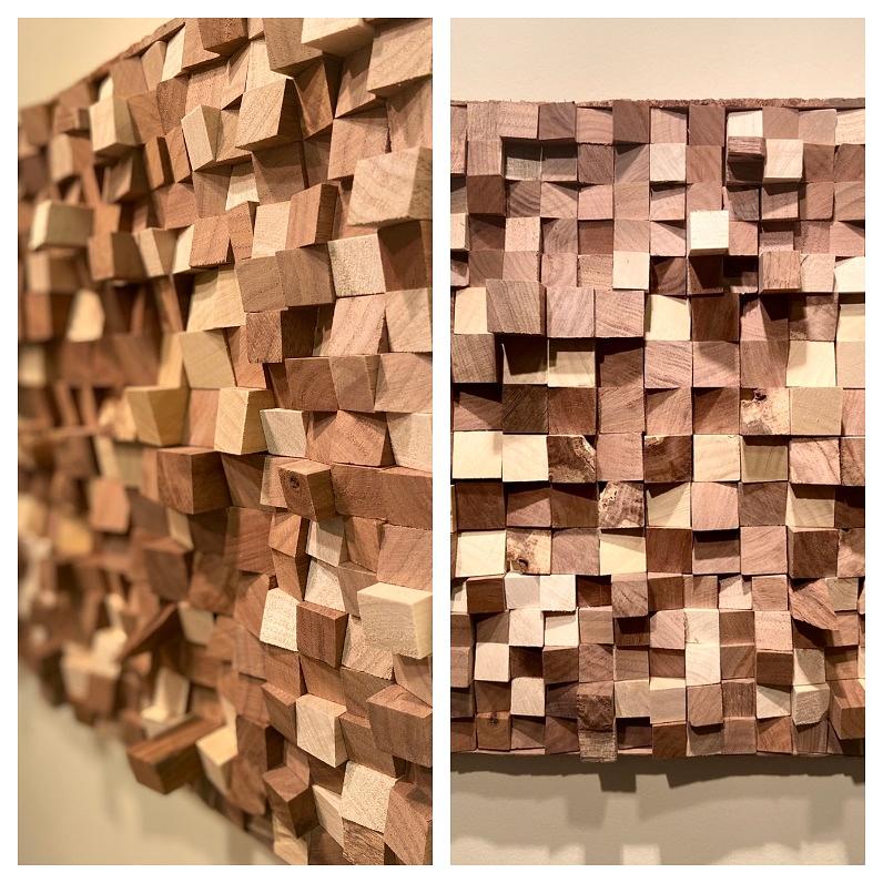Wall decoration made of wooden blocks