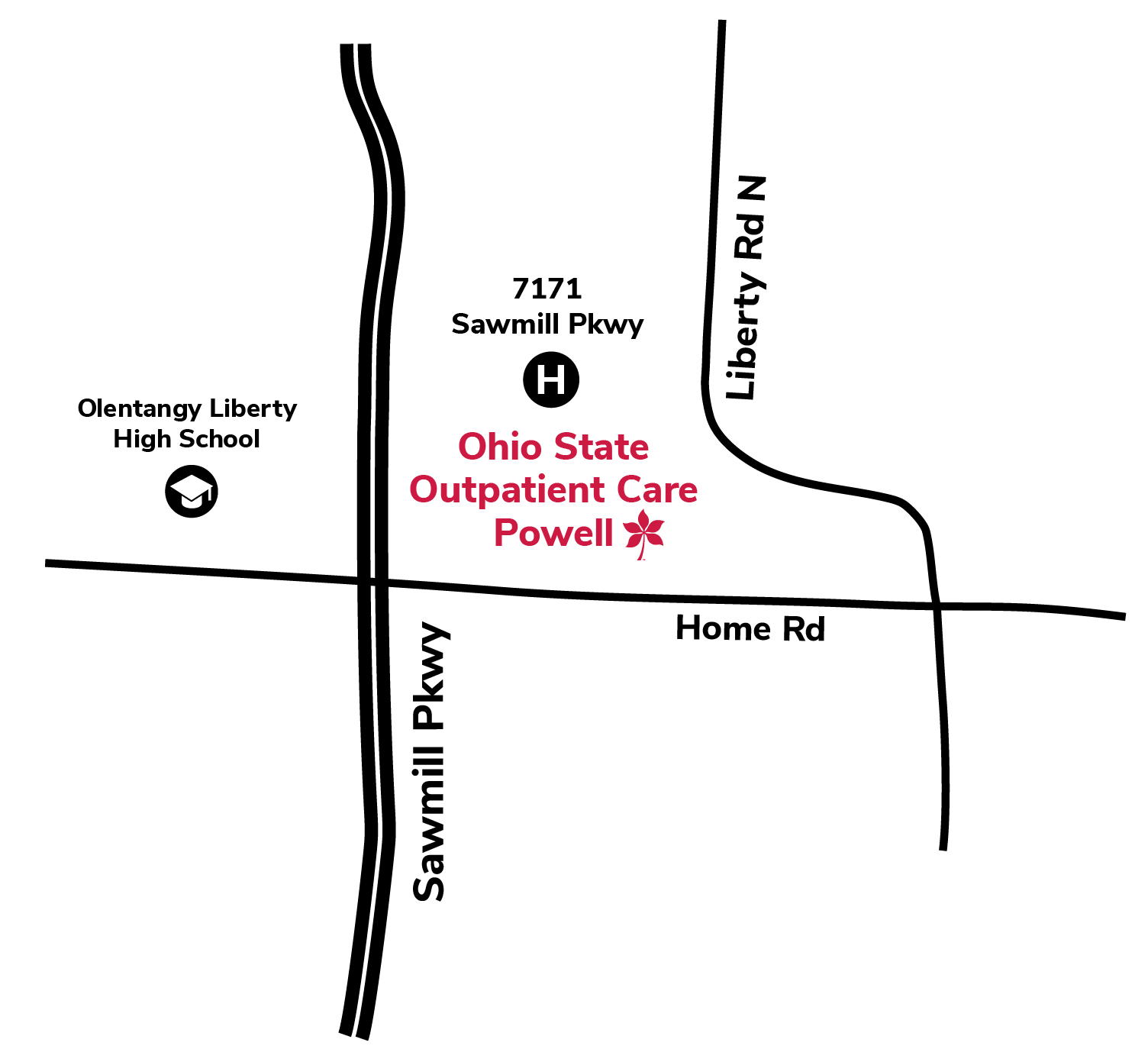 The Ohio State University Wexner Medical Center Outpatient Care Powell location map