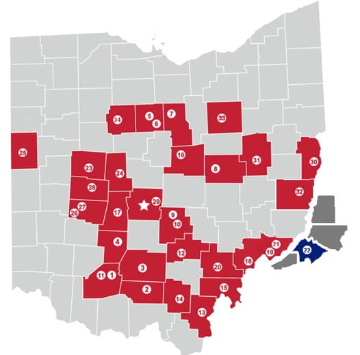 Telestroke network map of Ohio