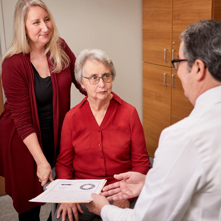 woman with her mother talking to doctor at the Cognitive Clinic
