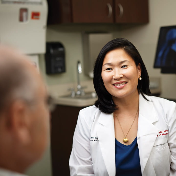 Parkinson's disease patient talking to doctor