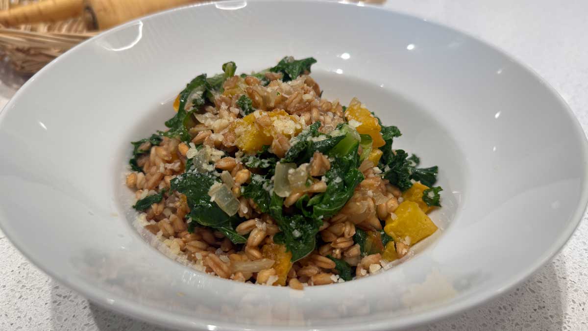 farro risotto on a plate