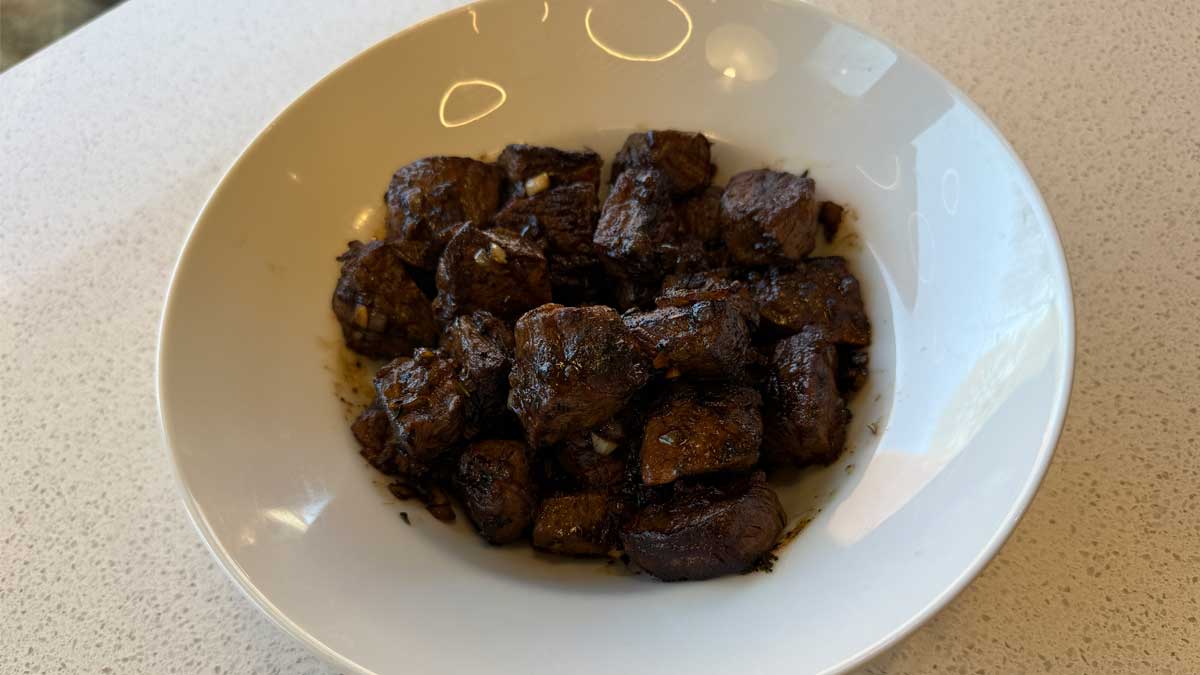 steak bites on a plate