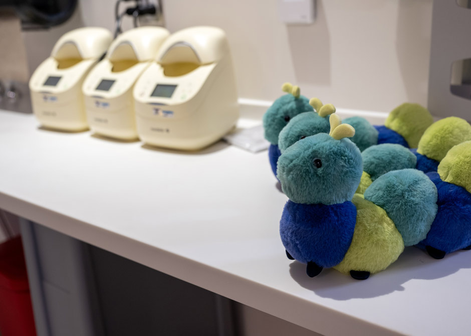 milk bank and stuffed animals in NICU