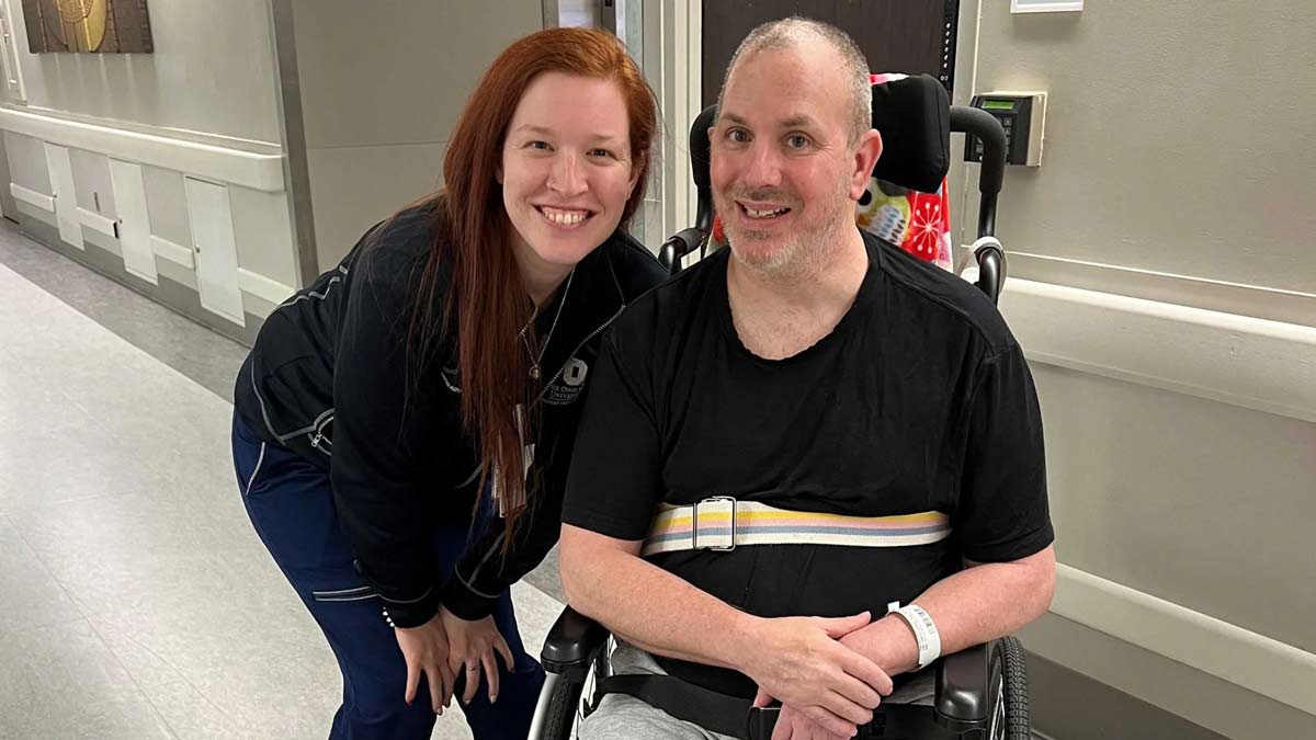 A stroke patient and an occupational therapist